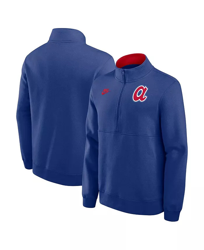 

Мужская флисовая толстовка с капюшоном и полузастежкой Cooperstown Collection Atlanta Braves Royal Nike