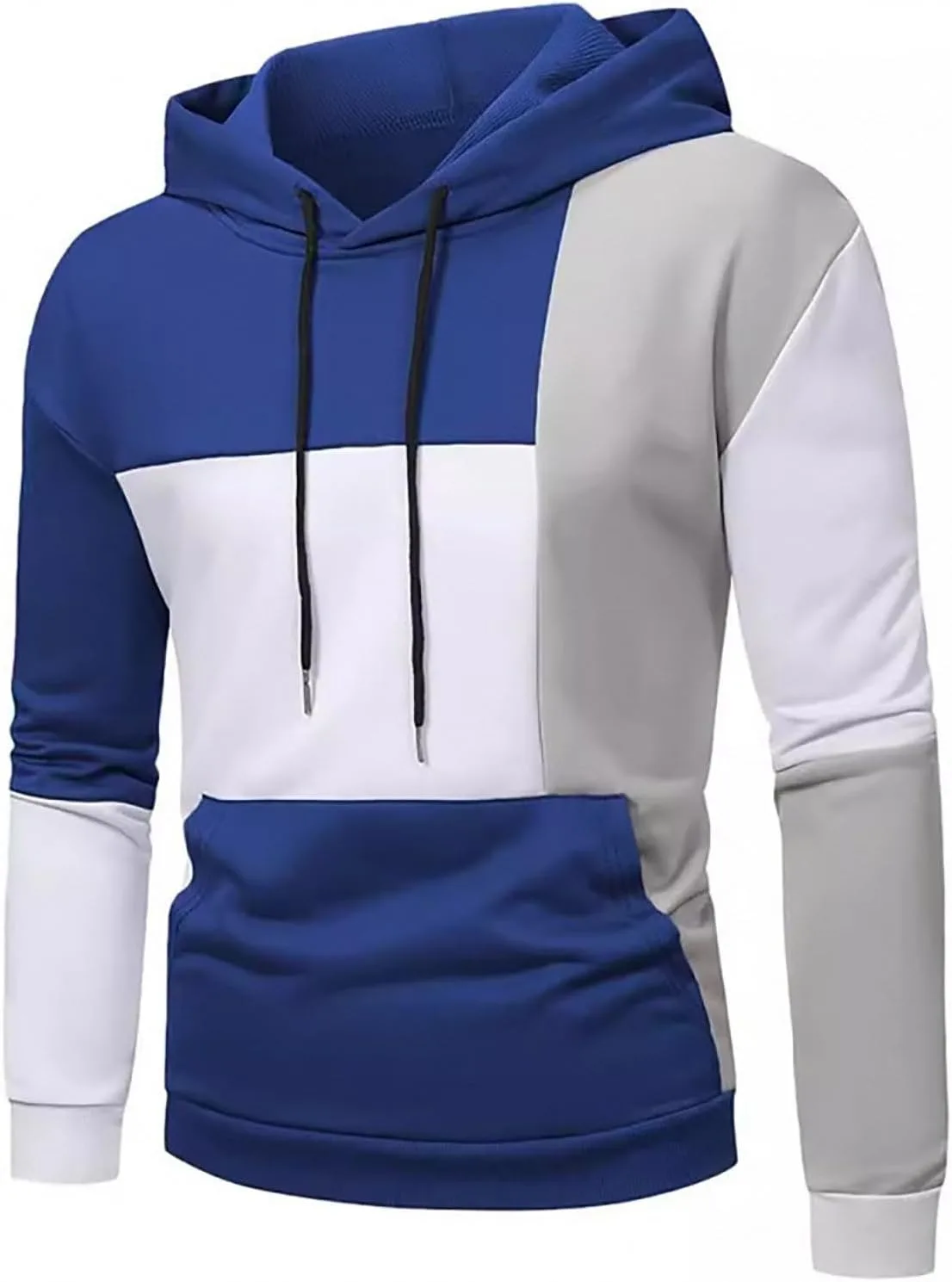 

Мужской худи с цветными блоками, длинным рукавом и карманом