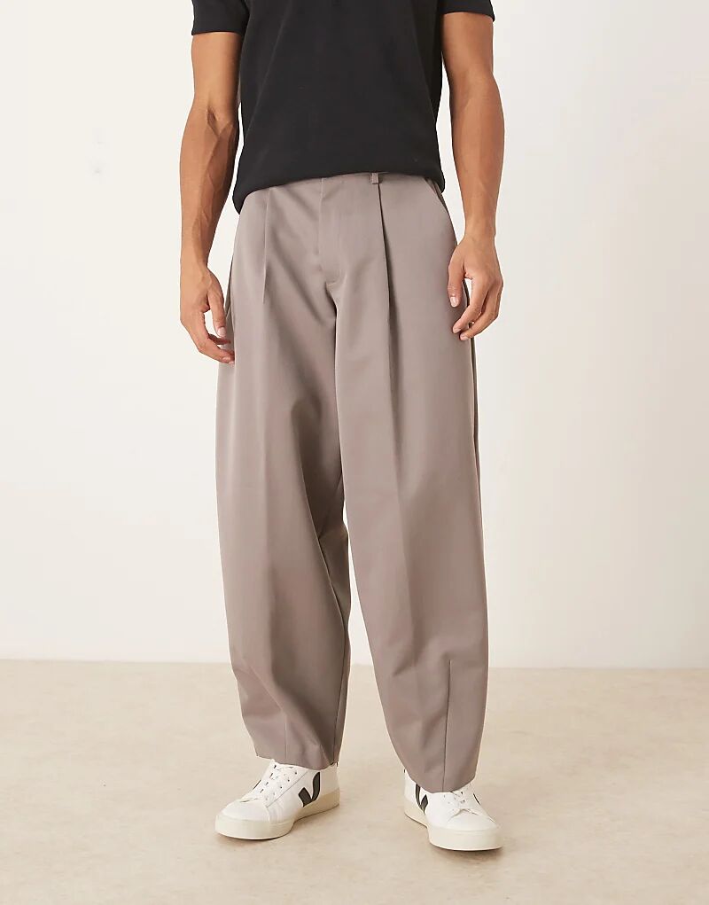 

Элегантные плиссированные брюки-бочонки ASOS DESIGN коричневого цвета