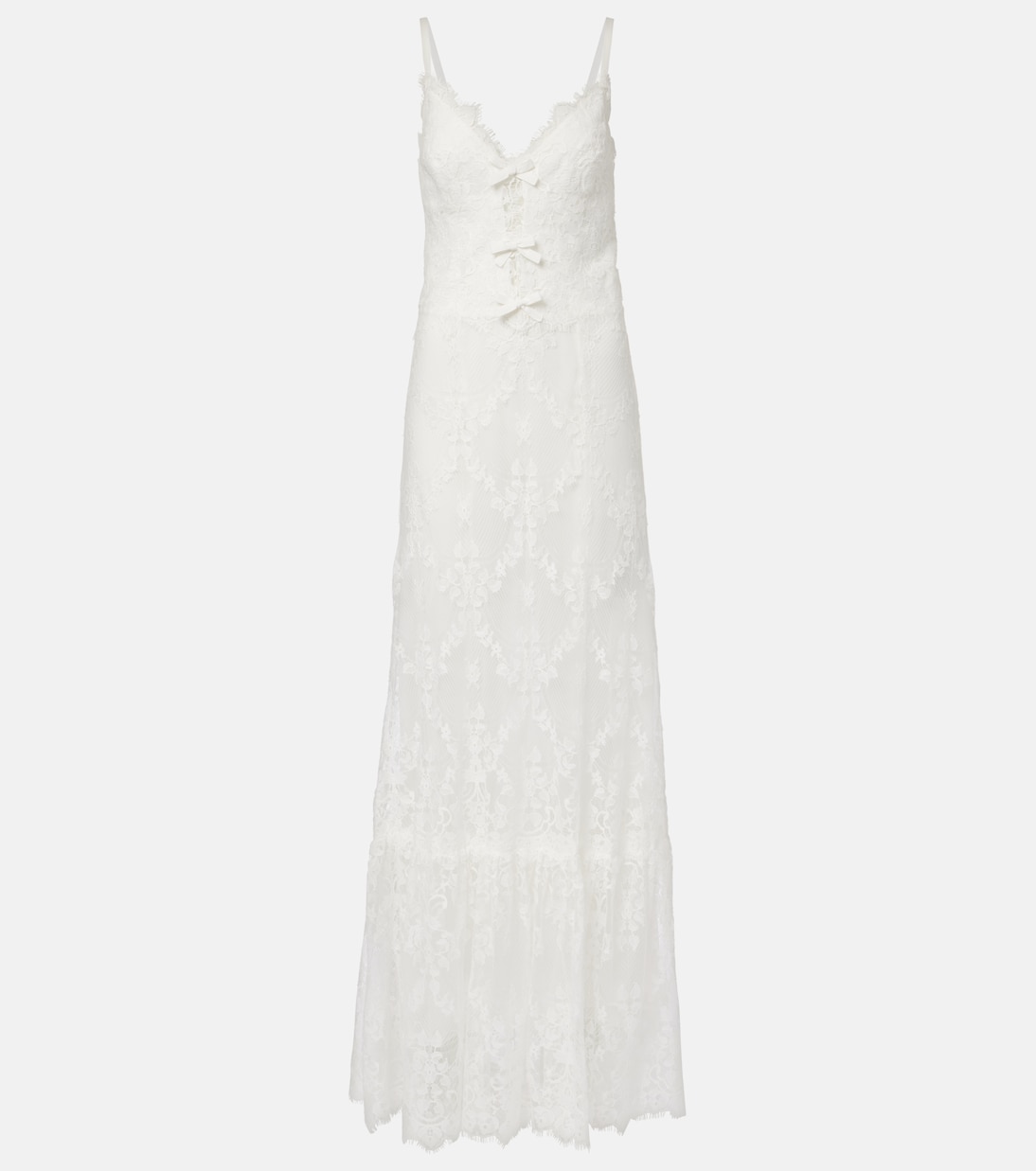 

Платье из хлопкового кружева Elie Saab, белый