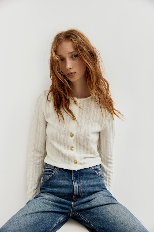 

Кардиган в косовой вязке H&M, бежевый