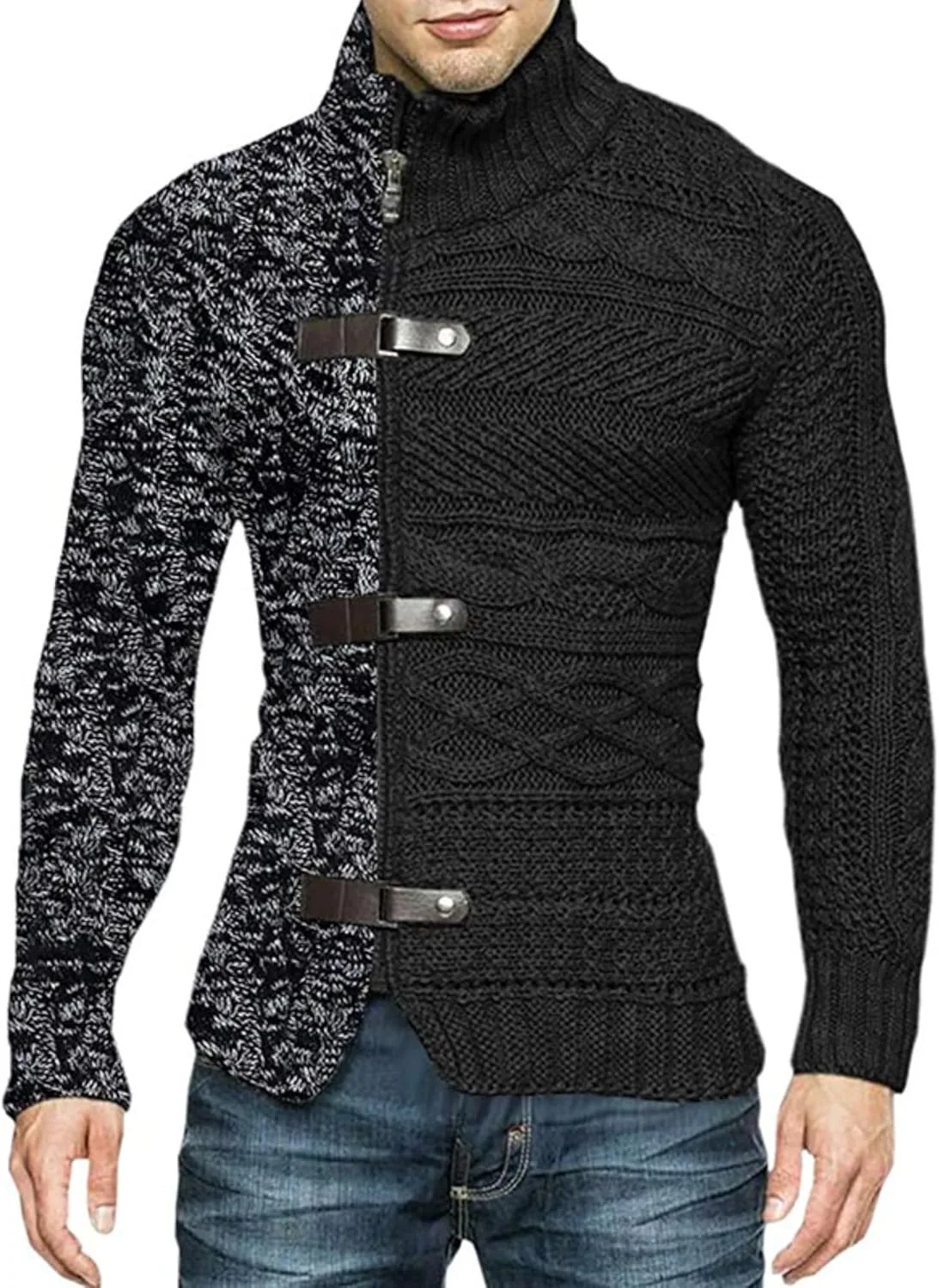 

Мужской свитер с цветными блоками, вязаный, с длинными рукавами JEShifangjiusu