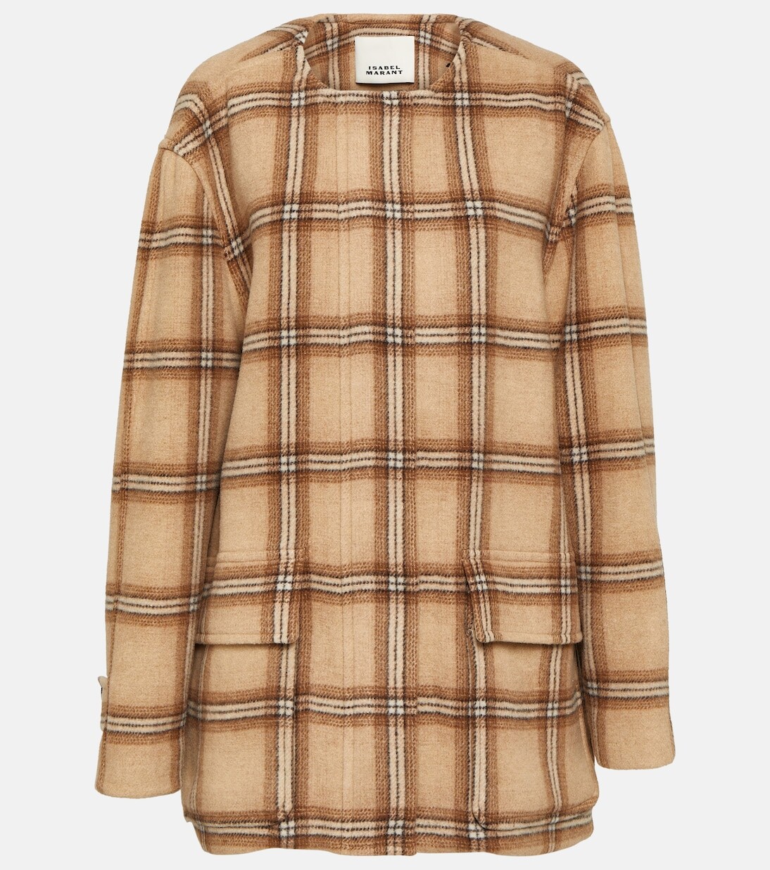 

Пальто из смесовой шерсти в клетку Isabel Marant, коричневый