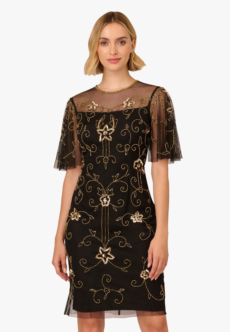 

Платье Adrianna Papell BEADED ILLUSION , Black Gold/Black
