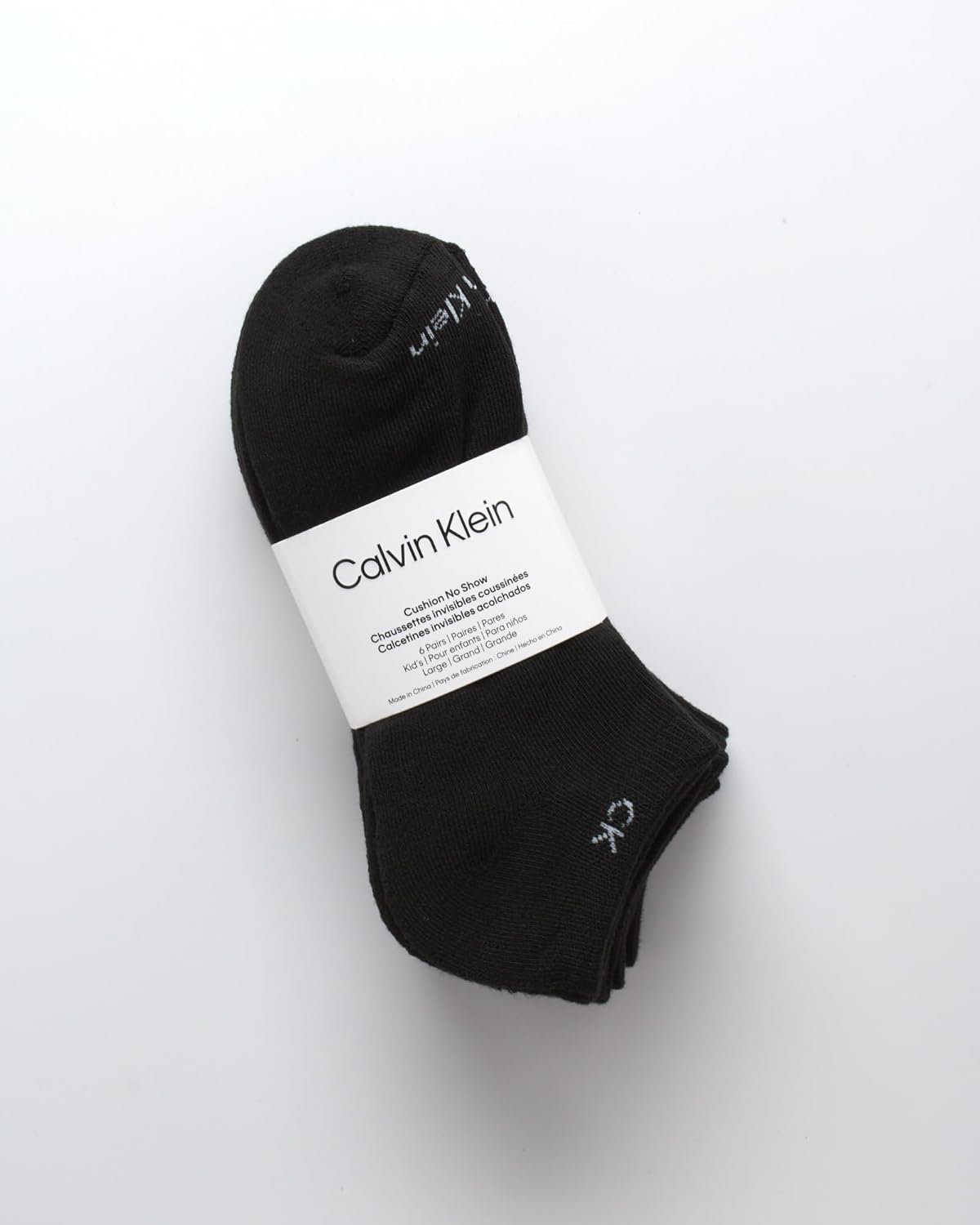 Носки Calvin Klein Boys No Show Socks - 6 упаковок комфортных эластичных носков с мягкой подошвой для мальчиков (размеры: ML), Black — фото 2