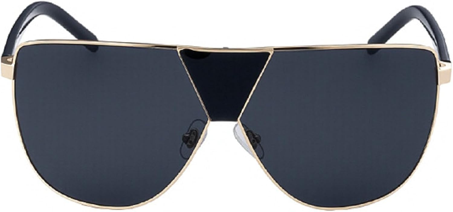 

Модные солнцезащитные очки-пилот большого размера для женщин и мужчин, солнцезащитные очки-щитки в стиле ретро-винтаж 70-х годов с защитой от УФ-излучения mincl, Gold Black