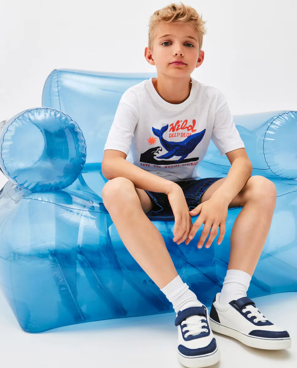 

Футболка для мальчиков с принтом и вышивкой Kids El Corte Inglés, белый