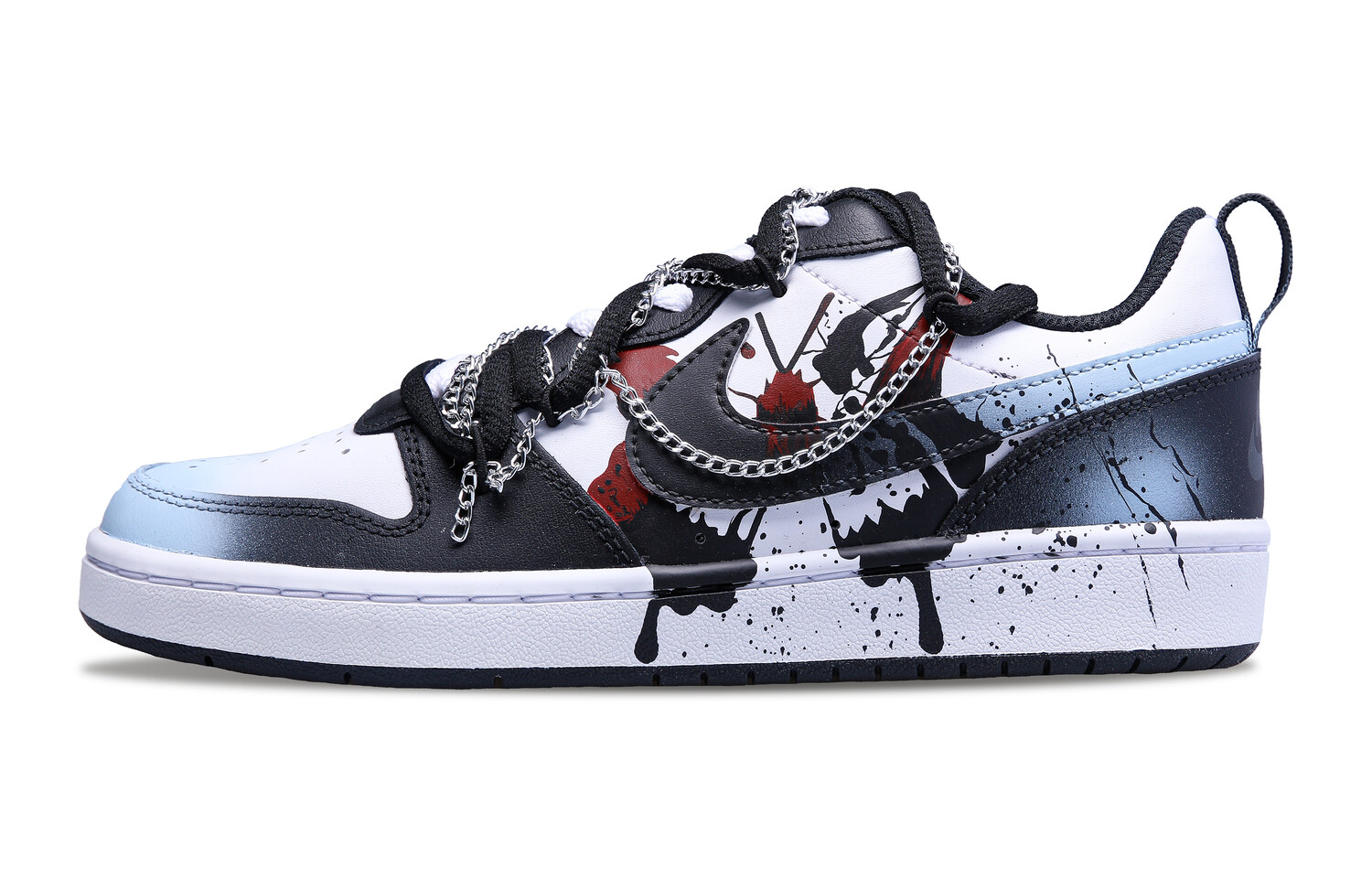 

Кроссовки Nike Court Borough Skateboarding Shoes Women's Low-top Black/Blue, синий/черный