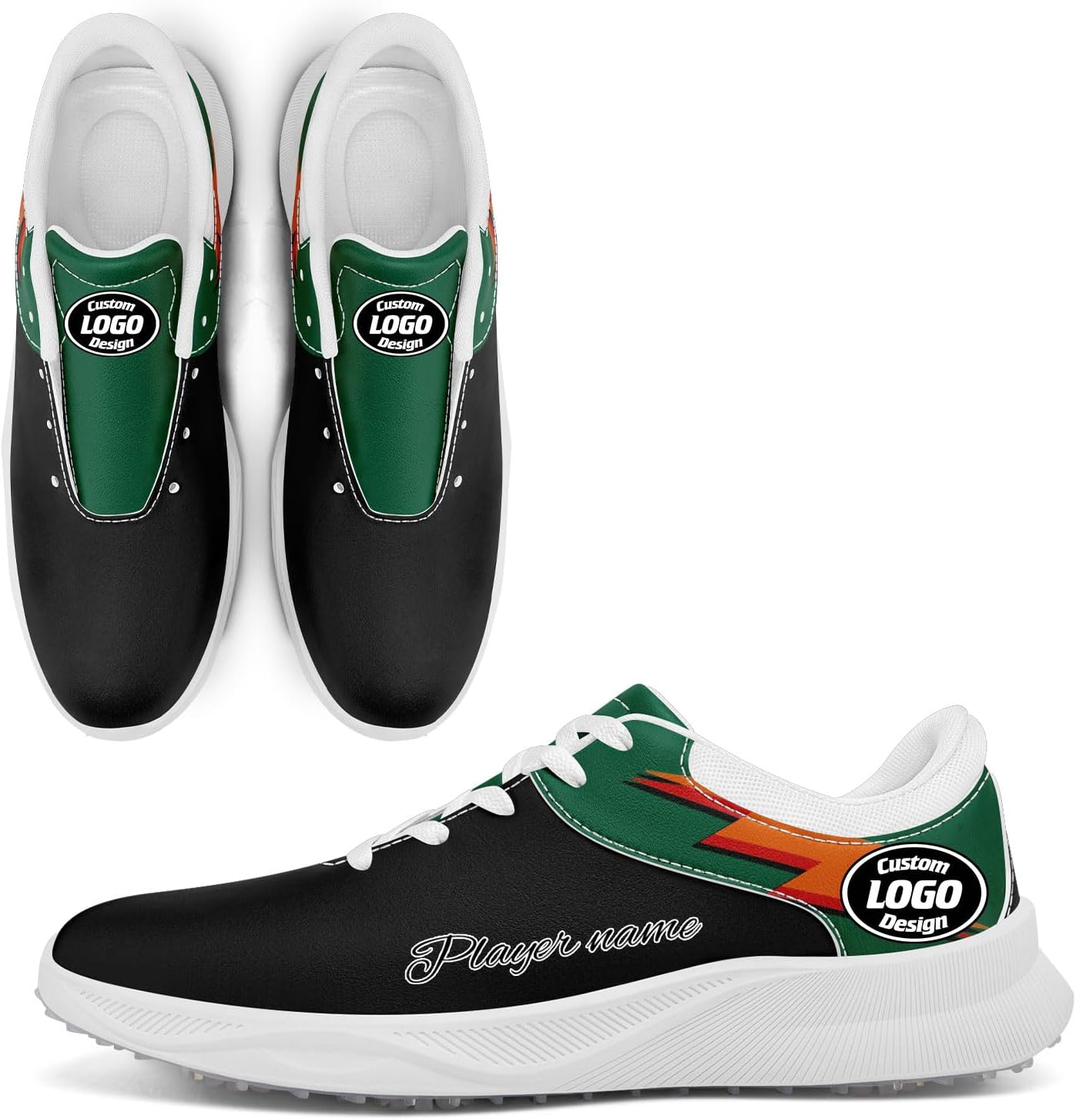 

Стильные кроссовки для гольфа с граффити для мужчин и женщин, камуфляжная расцветка, без шипов, вентилируемая подошва, возможность персонализации логотипом или именем, для занятий спортом на траве Coolcustomize, белый/черный/зеленый/оранжевый