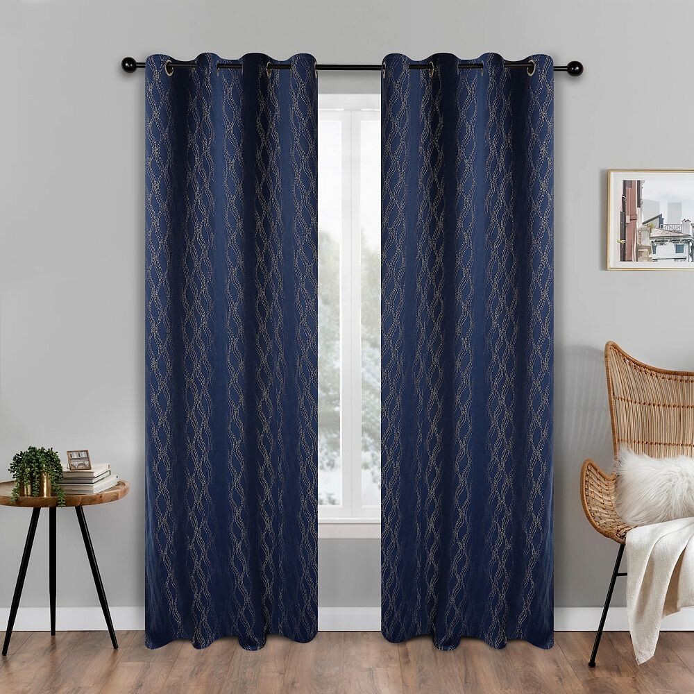 

Комплект из 2 оконных занавесок SUPERIOR Zuri Blackout с люверсами, цвет Navy Blue