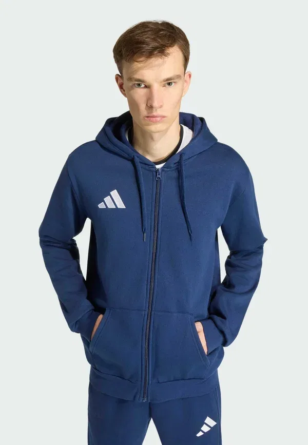 Толстовка с капюшоном на молнии Entrada26 full zip hoodie zip up sweatshirt Adidas Performance, темно-синий с белым