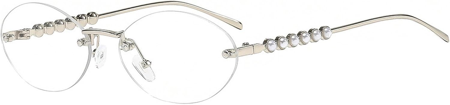 

Овальные солнцезащитные очки для женщин, модные, в маленькой оправе, роскошные, жемчужного цвета, стильные женские очки без оправы, защита от УФ-излучения UV400 mincl, C7