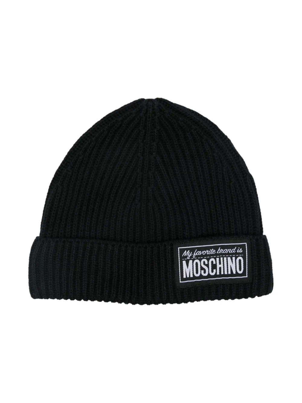 

Шапка бини с нашивкой-логотипом Moschino Kids, черный