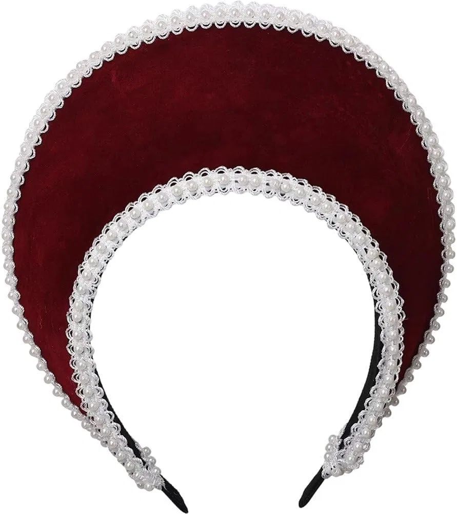 Винтажный головной убор Boleyn Hat в елизаветинском стиле Hiyyfloy, Wine Red