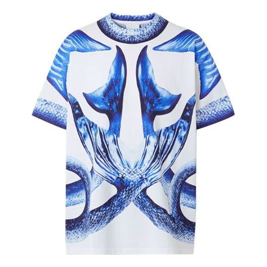 

Футболка men's printing cotton loose short sleeve navy blue Burberry, синий