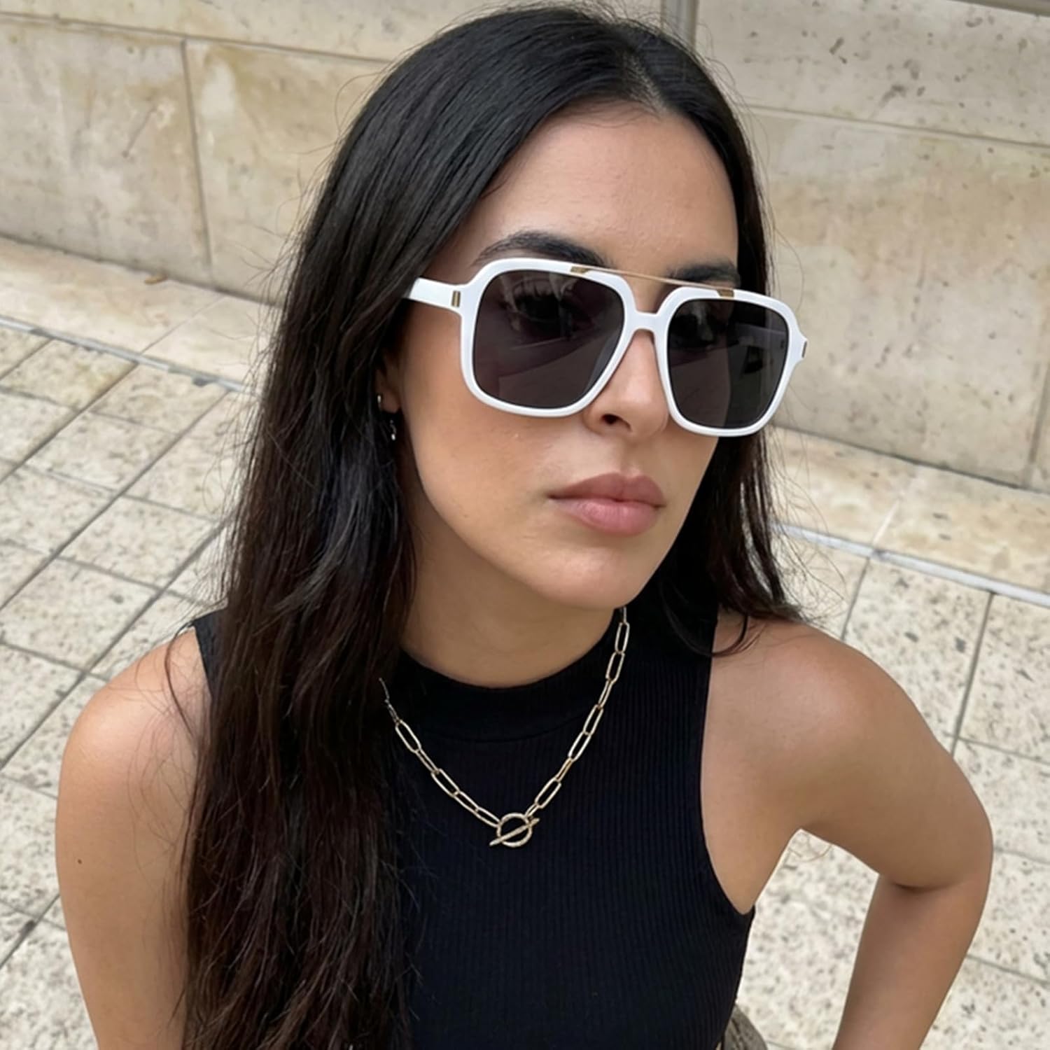 

Модные солнцезащитные очки-авиаторы SODQW для женщин и мужчин, защита от ультрафиолета UV400, дизайнерские очки в стиле 70-х, идеально подходят для вождения и путешествий, стильные солнцезащитные очки 2026 года, 03-white/Grey