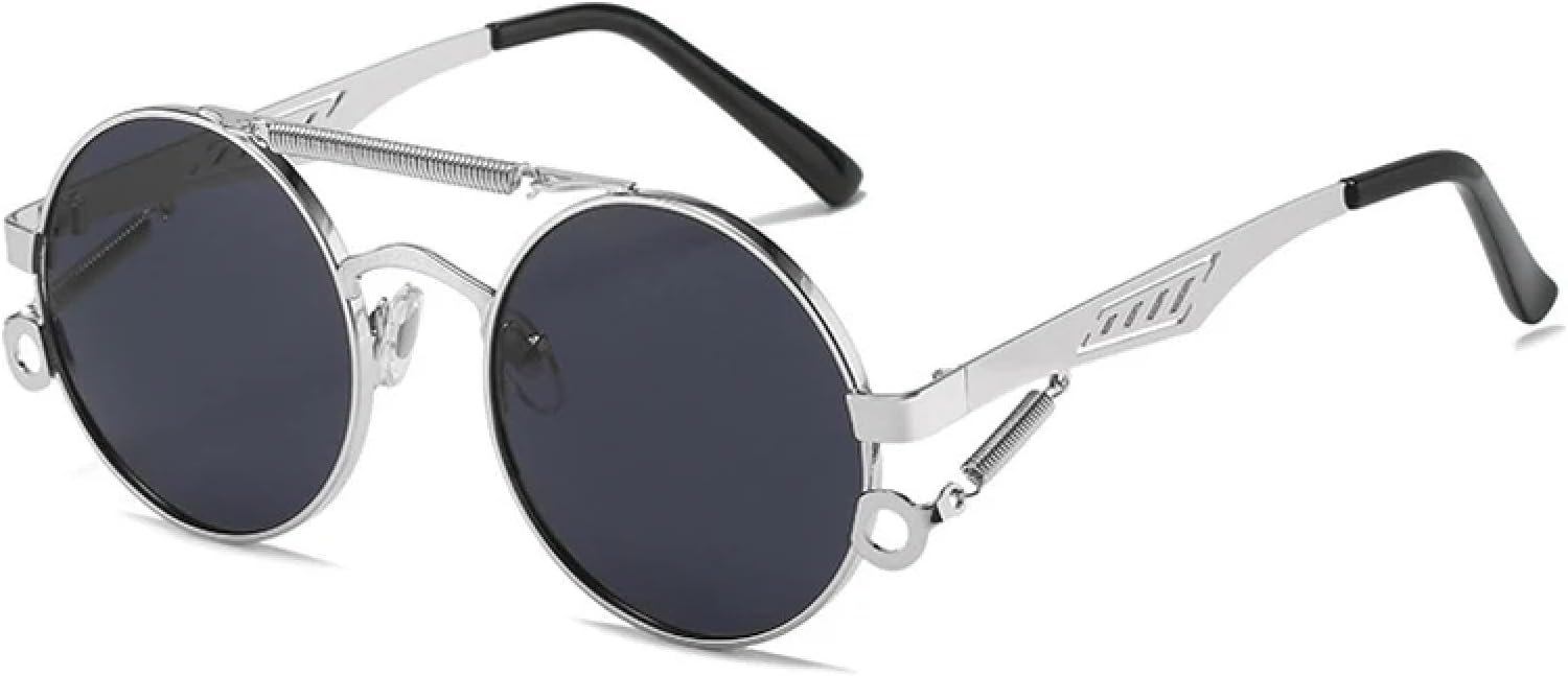 

Солнцезащитные очки с защитой от УФ-излучения UV400 для женщин и мужчин | Металлические двойные перемычки, круглая форма, градиентная оправа | для занятий спортом на открытом воздухе DSVIGF, Silver Grey