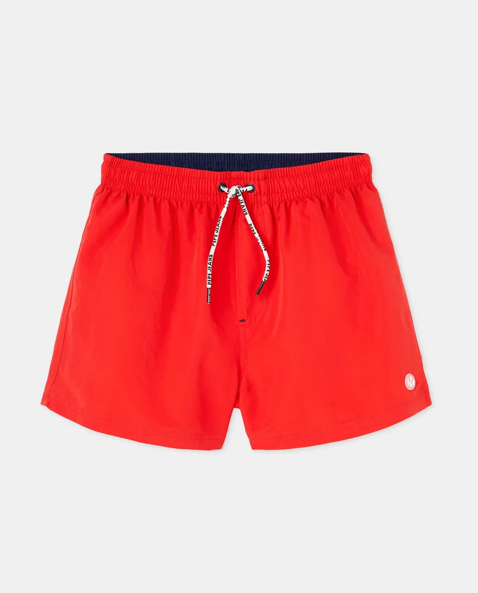 

Мужские шорты для плавания с небольшим прорезиненным логотипом Регулируемая талия с контрастным шнурком Pepe Jeans, красный