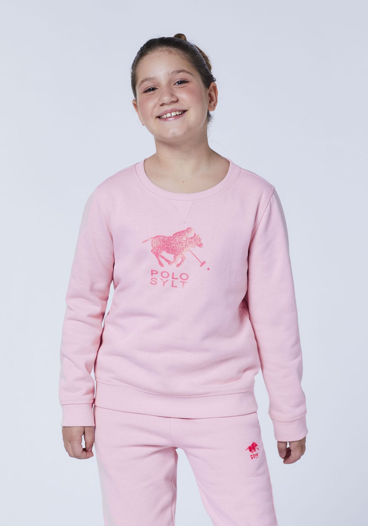 Свитер с блестящим принтом этикеток POLO SYLT, цвет Pink Lady — фото 3