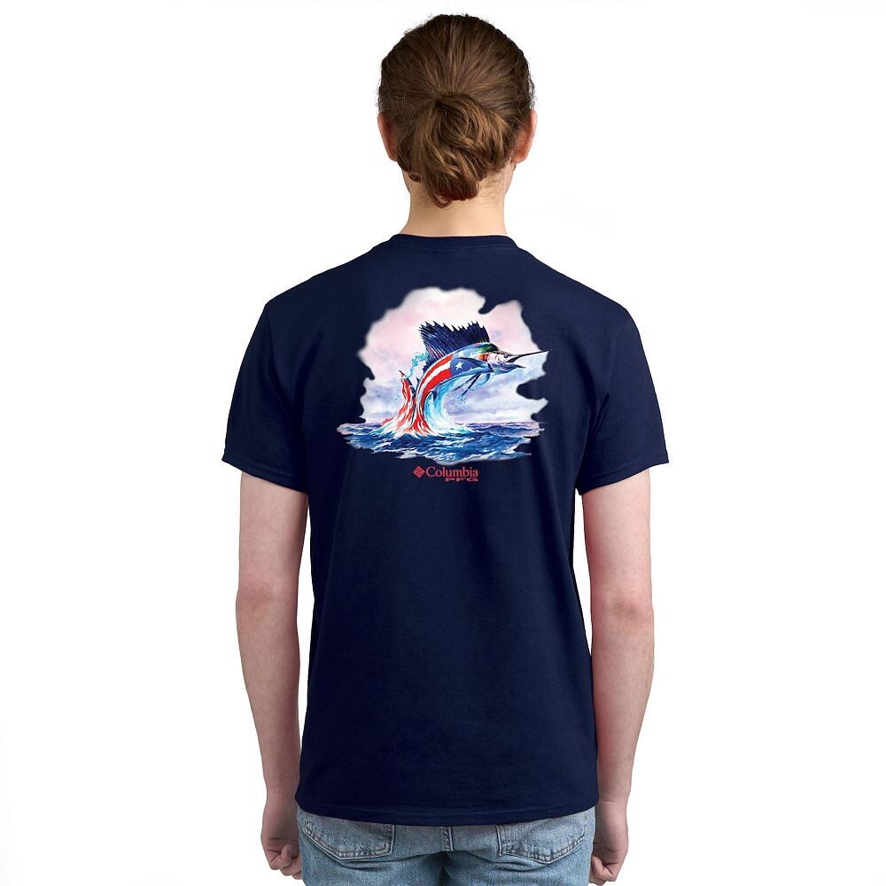 

Мужская футболка с короткими рукавами и рисунком Columbia PFG, цвет Dark Blue