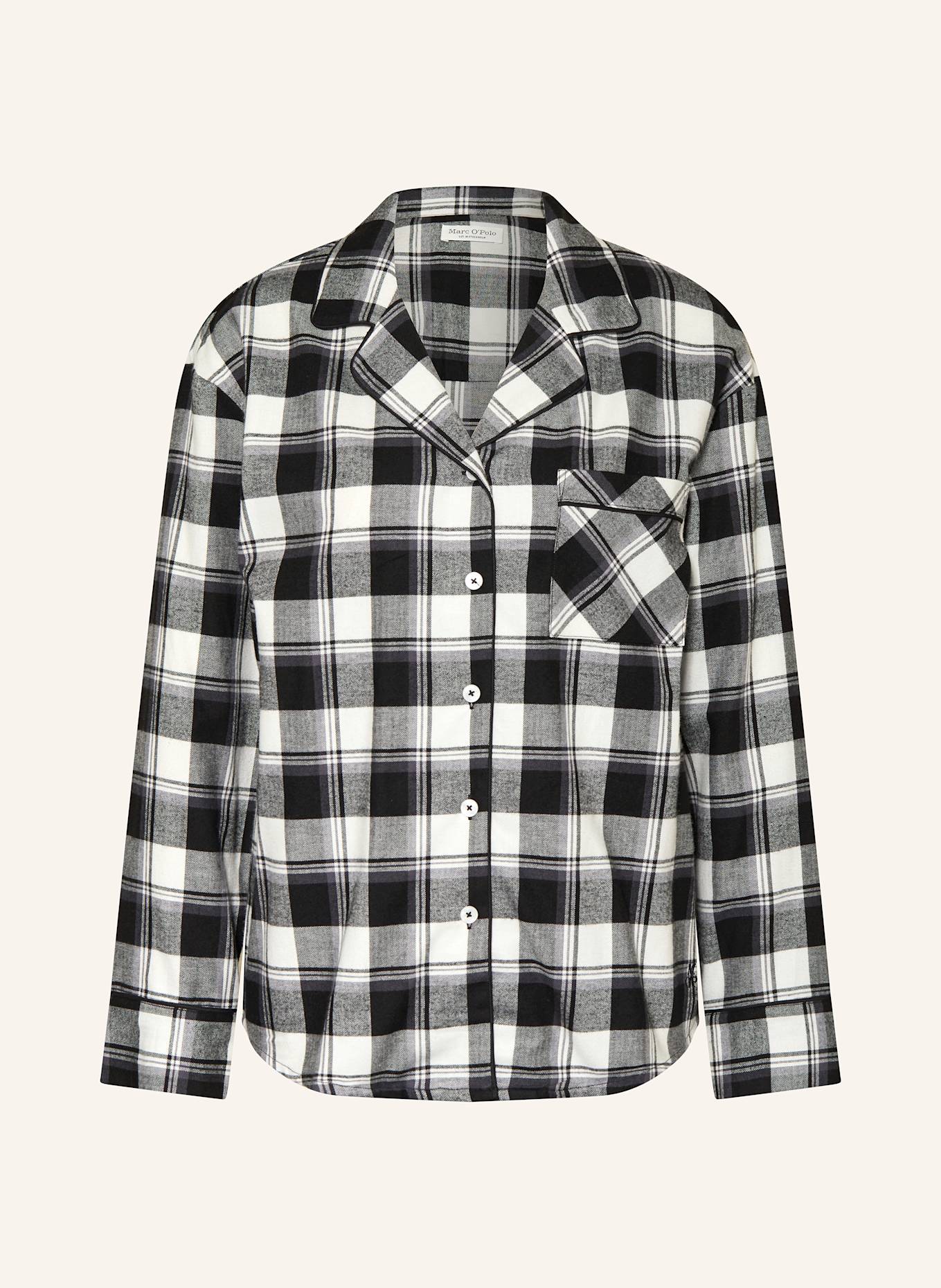 

Уютная фланелевая рубашка для сна из фланели Marc O'Polo, черный