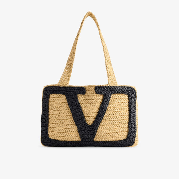 

Сумка-тоут Valentino Garavani Viva Superstar с элементами вязания крючком, бежевый / черный