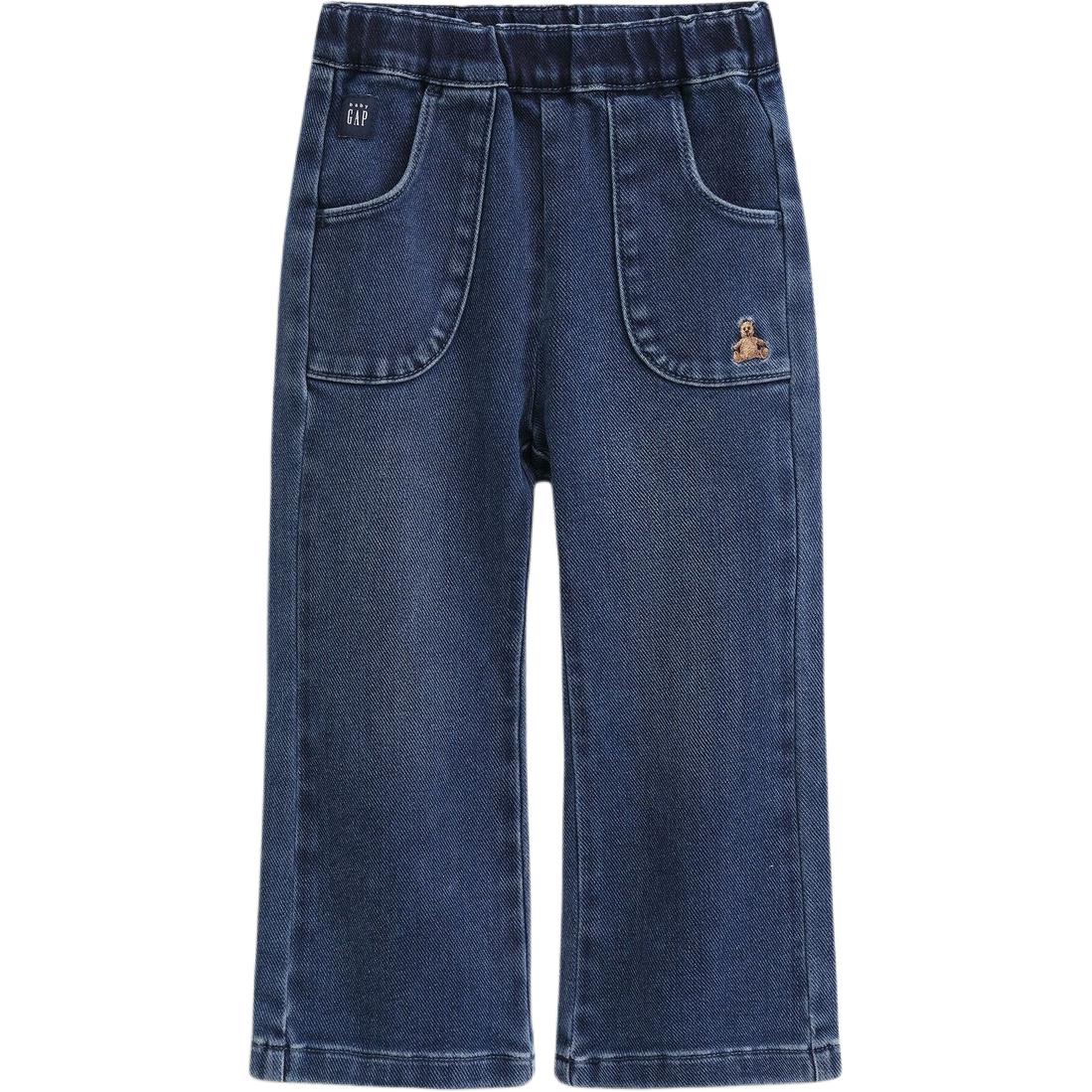 

Детские брюки с вышивкой медведя и эластичным поясом, возраст 3-7 лет GAP, Dark Color Washed