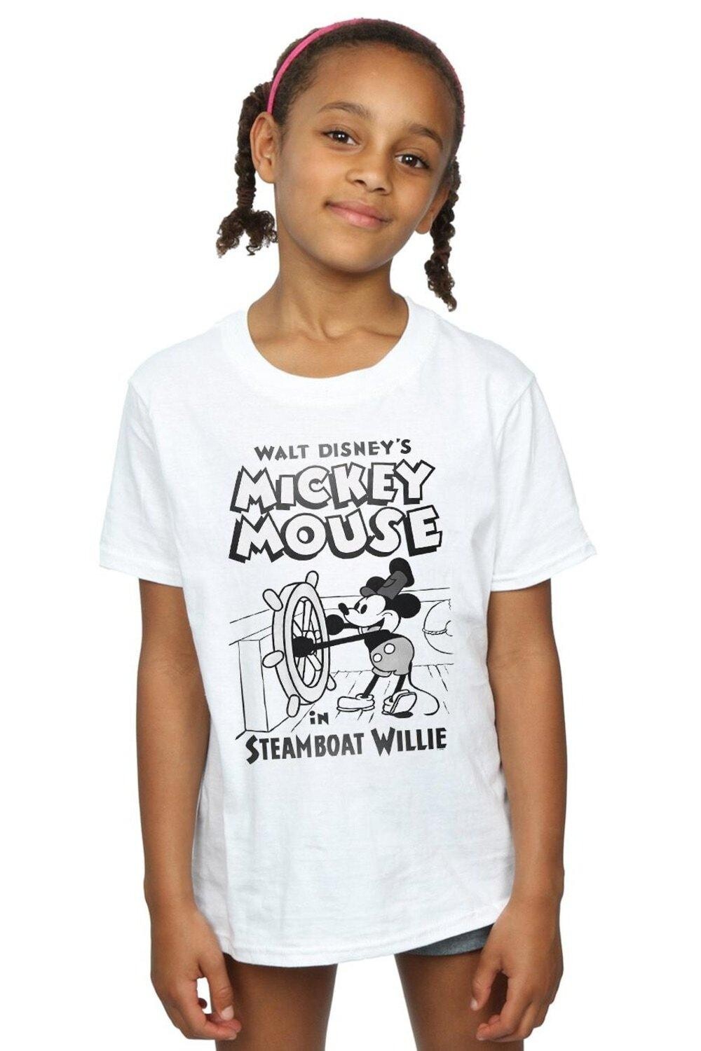 

Хлопковая футболка с Микки Маусом Steamboat Willie Disney, белый