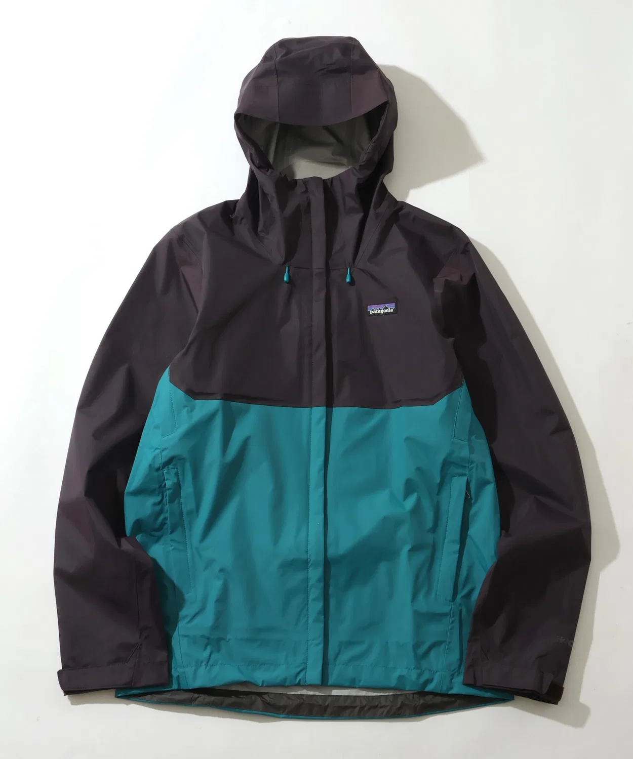 Куртка дождевик Torrentshell 3L Patagonia, чёрный с зелёным