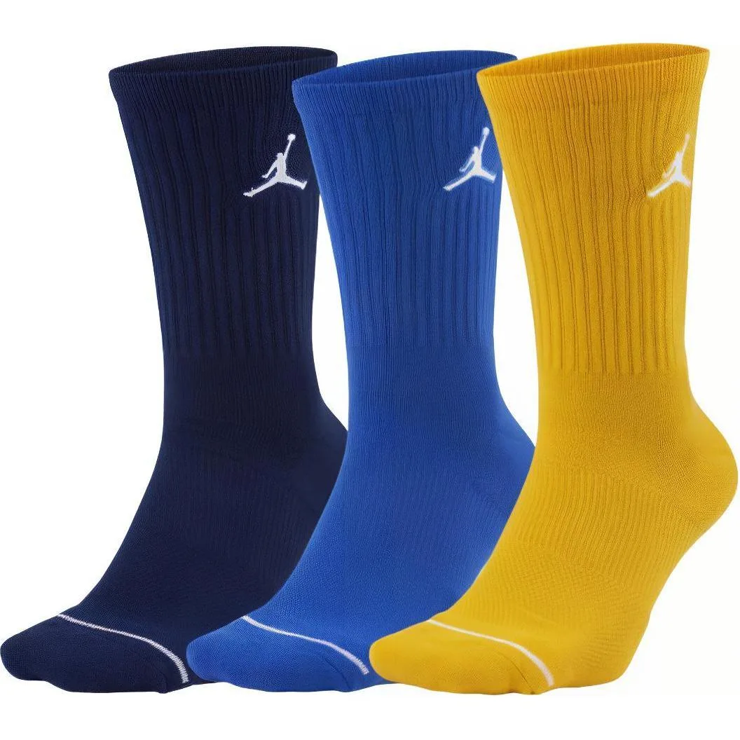 Носки баскетбольные унисекс набор из 3 пар Jordan, [1 Set 3 Pack]Navy Blue/Blue/Yellow