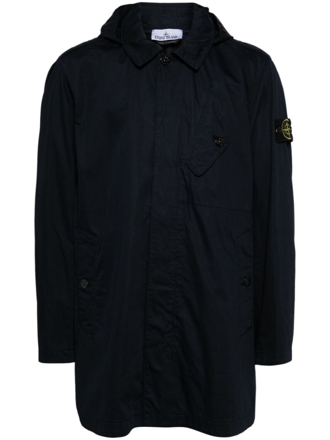 

Хлопковая куртка с капюшоном и значком компаса Stone Island, синий