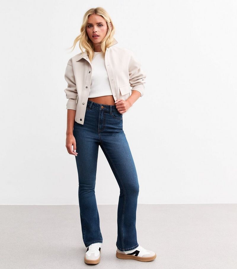 

Джинсы Quinn Bootcut Petite Blue с завышенной талией New Look, синий