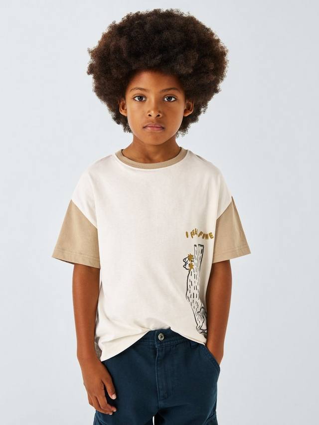 

Детская футболка Tiger с цветными блоками John Lewis, Natural