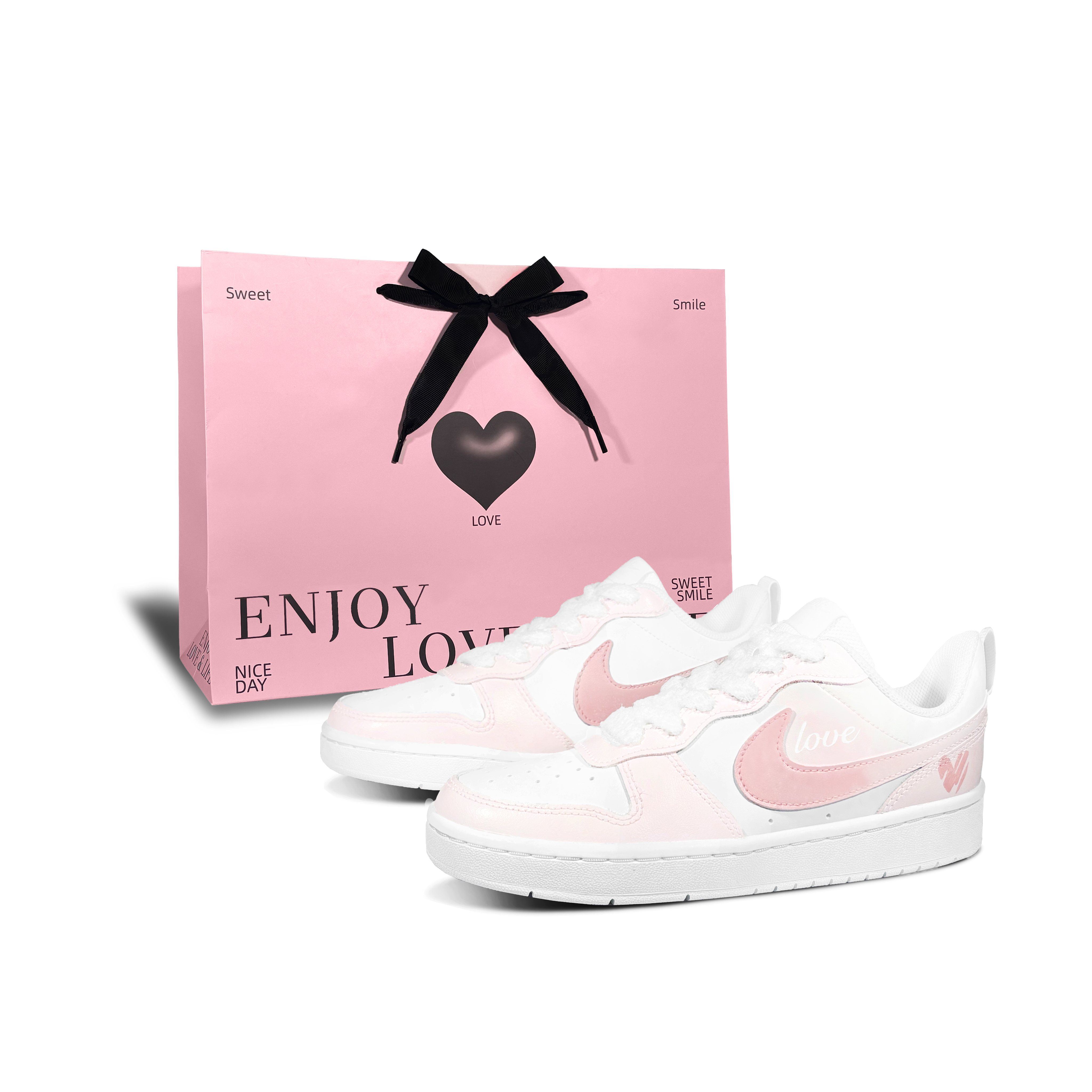 

Nike Детские кроссовки для скейтбординга Court Borough Low 2 Low, розовые, белые, подростковые