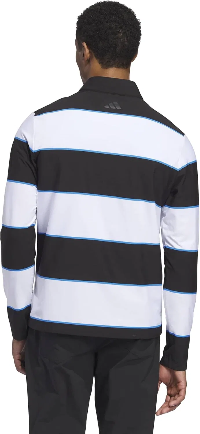 Толстовка Adidas Men's Ultimate365 Rugby Stripe Quarter-Zip, черно-белый — фото 3