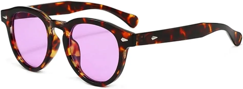 

Ретро маленькие круглые солнцезащитные очки для женщин, модные очки в стиле «рисовые очки», трендовые солнцезащитные очки конфетных цветов SZVVBKK, Leopard Purple