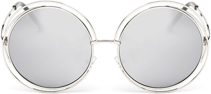 

Винтажные женские круглые солнцезащитные очки, модные женские солнцезащитные очки в металлической оправе с большими линзами, женские защитные очки TKKTLLT, Silver-silver