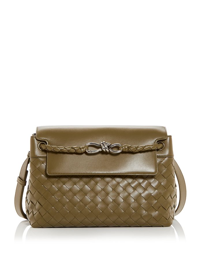 

Анджамо Интреччато Кожаная Сумка Через Плечо Bottega Veneta, зеленый