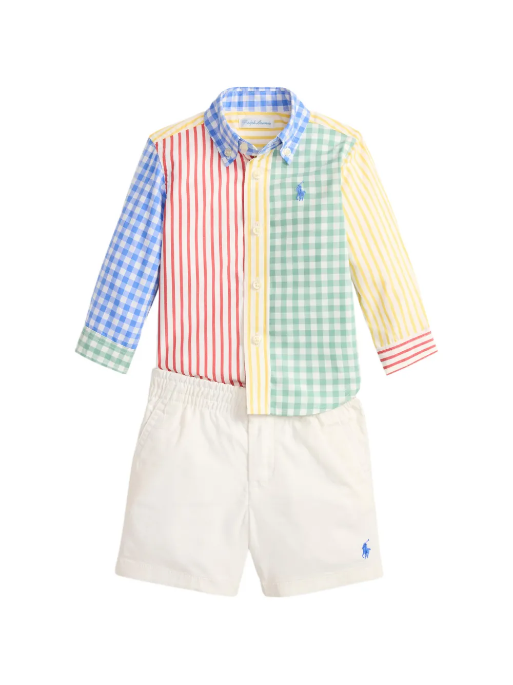 

Комплект из Футболка и шортов с вышитым логотипом Polo Ralph Lauren Kids, белый