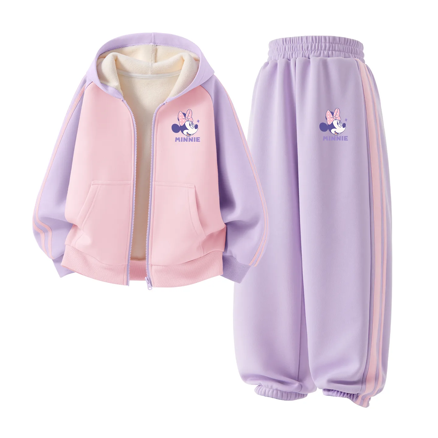 Детская толстовка с капюшоном для спорта и отдыха Disney, [Thickened and Fleece-Lined]Dishy K Light Purple+Dishy K Light Purple — фото 3