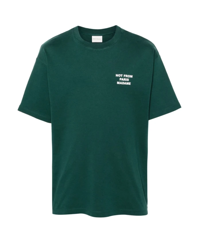 

Зеленая футболка с надписью и круглым вырезом Drole De Monsieur, зеленый