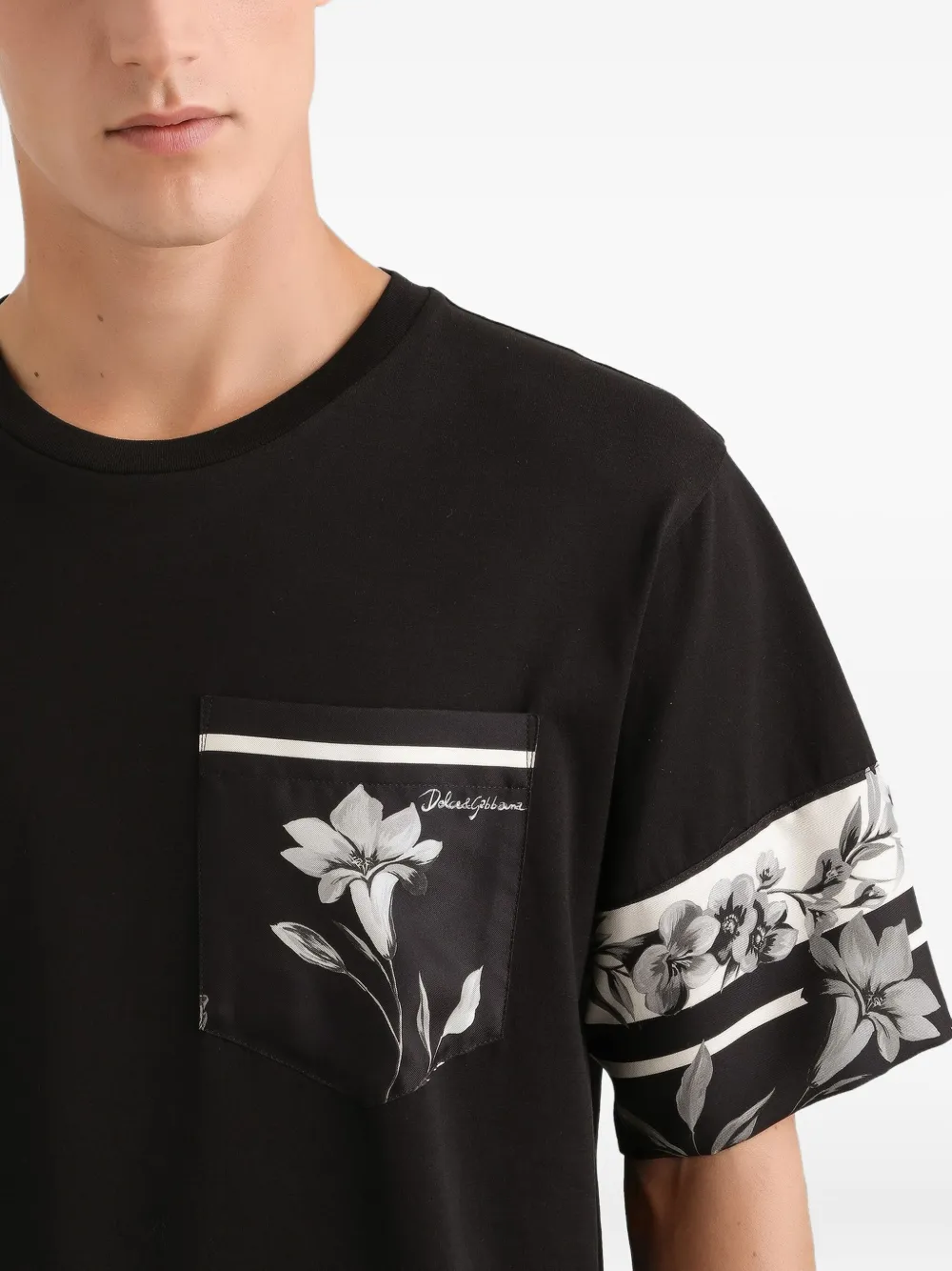 Футболка с цветочным принтом Dolce & Gabbana, черный — фото 4