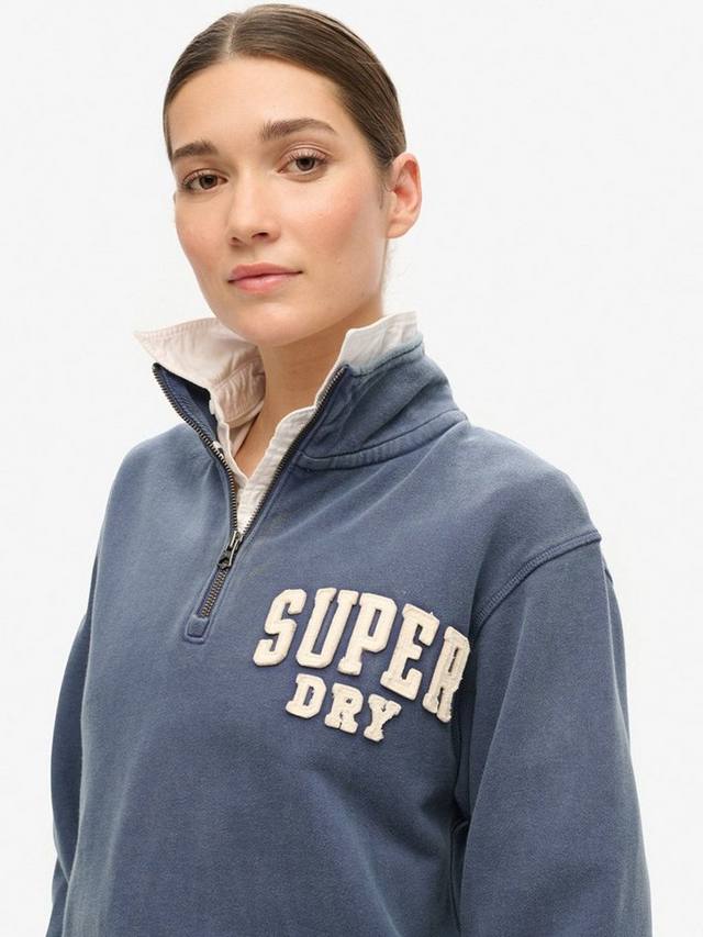 Свитшот с аппликацией Athletic Essentials на молнии до половины Superdry, Mariner Navy/White — фото 4