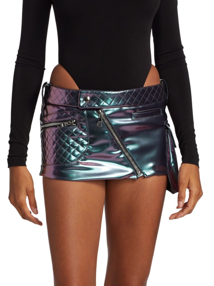 

Переливающаяся мини-юбка Moto Micro Laquan Smith, цвет Iridescent Violet