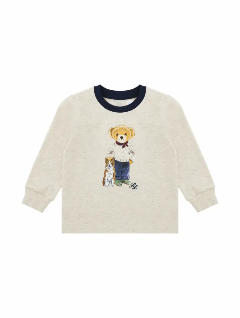 

Хлопковый лонгслив Polo Bear Ralph Lauren, бежевый