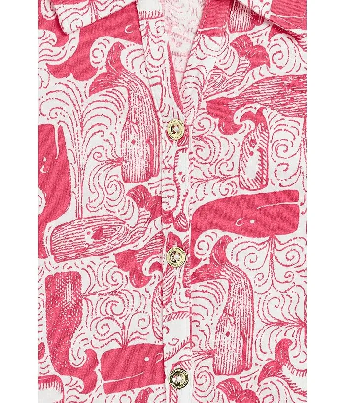 Платье Mini Arley хлопок Lilly Pulitzer Kids, Cherry Blossom Pink Lil Chicken Check — фото 3