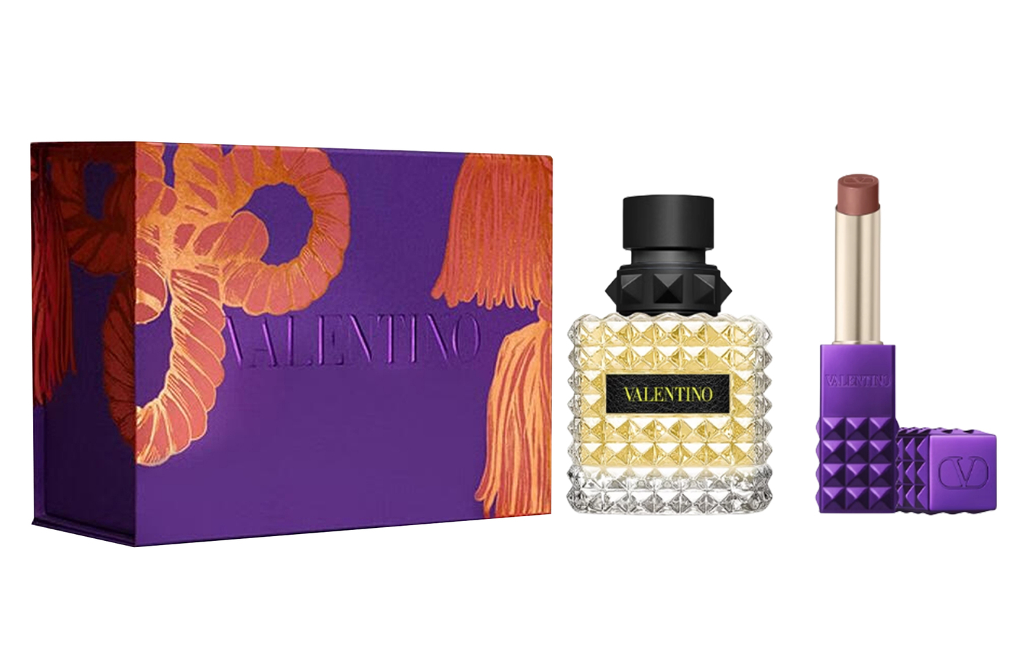 

Valentino Набор для губ с парфюмом rose wilderness purple stud, бергамот лимон 2.3г+50мл