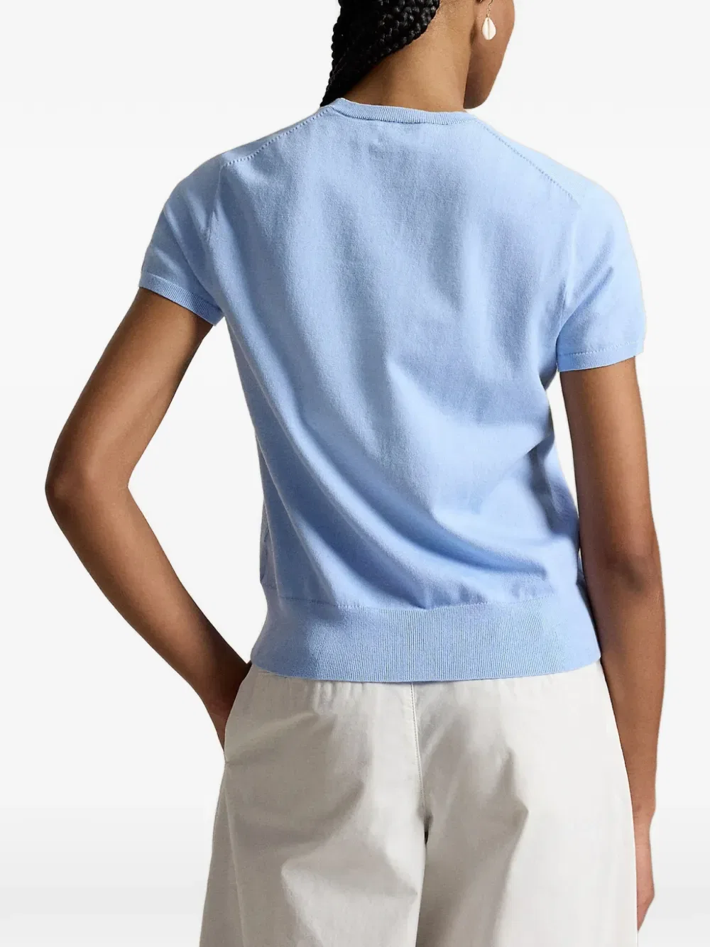 Свитер с короткими рукавами и круглым вырезом Polo Ralph Lauren, синий — фото 2
