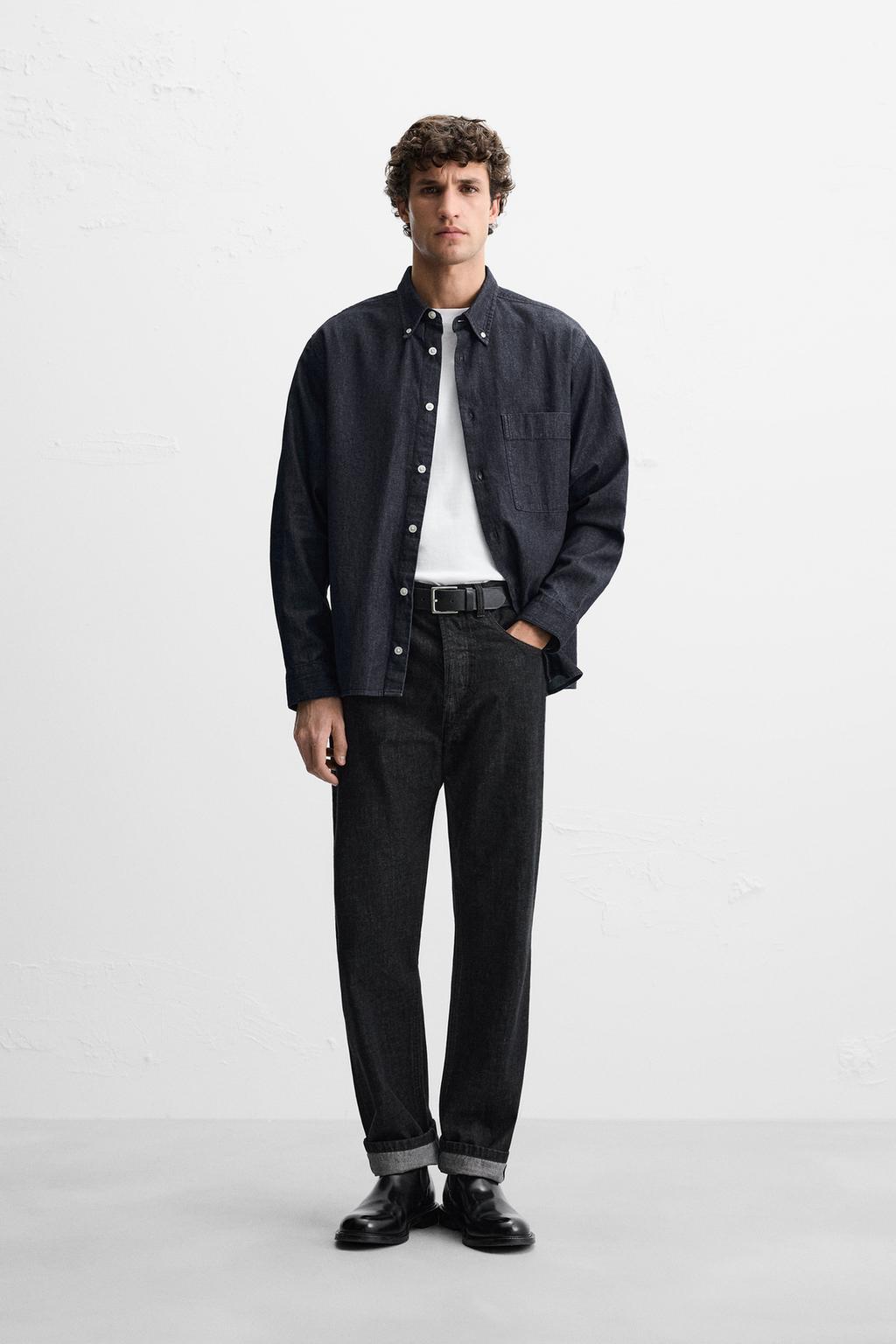 

Легкая джинсовая рубашка ZARA, синий