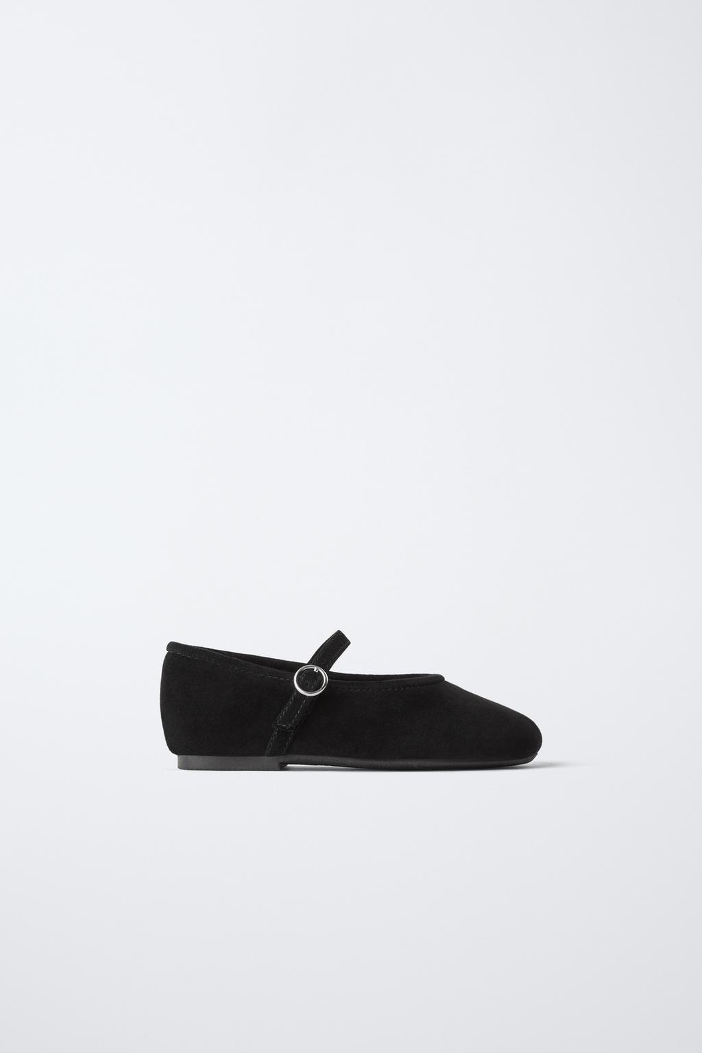 

Кожаные балетки ZARA, черный
